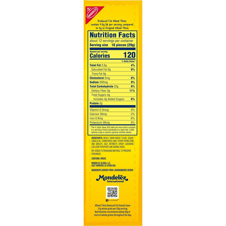 Wheat Thins Nutrition Label
