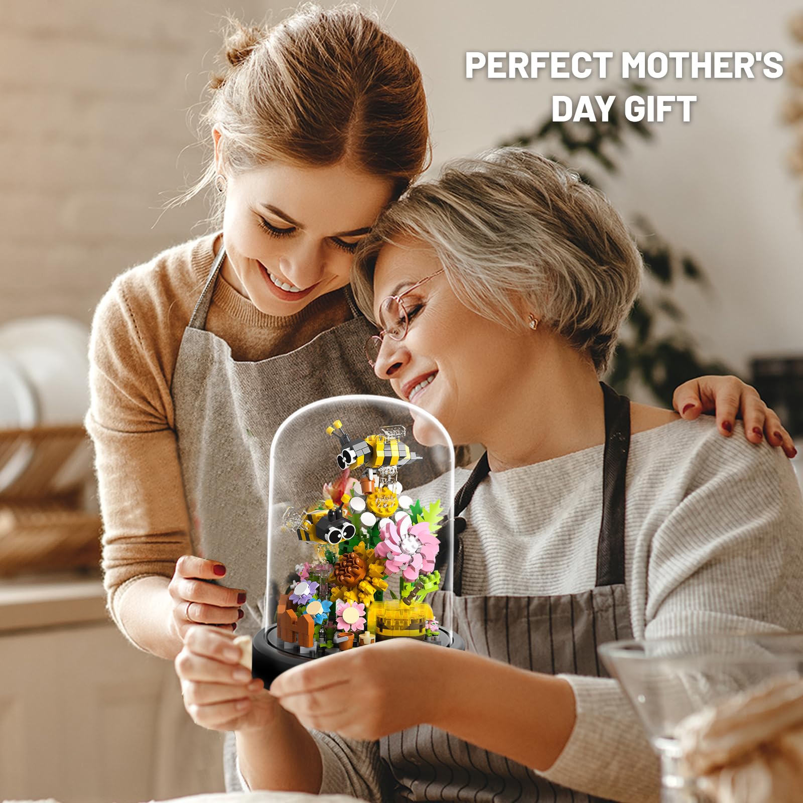 Flower Bouquet Building Sets, 588 PCS Animals Flowers Botanical Collection Mini Bricks Building Blocks Toy for Adults, Valentine's Day for Her Mom Women Wife Girlfriend