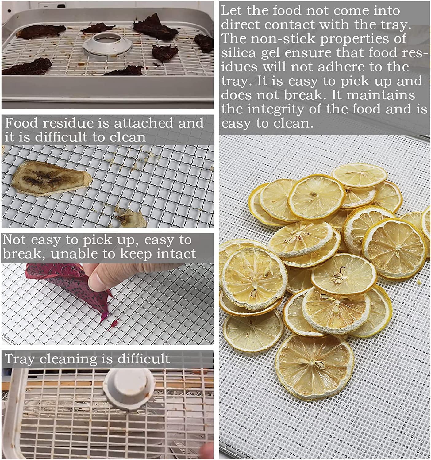 6pcs/12pcs, Silicone Dehydrator Sheets, Fruit Food Dehydrator Sheets, Fine  Mesh Dehydrator Trays, For Jerky, Fruit, And More, For Cosori Dehydrator, E