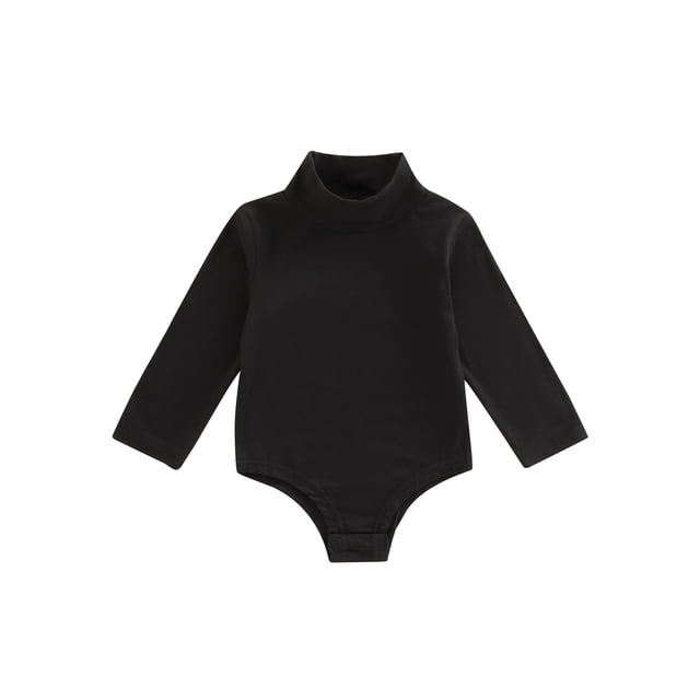 FOCUSNORM Barboteuse de Printemps pour Bébé, Couleur Unie, Manches Longues, Col Roulé, Combinaison Extensible pour Garçons et Filles