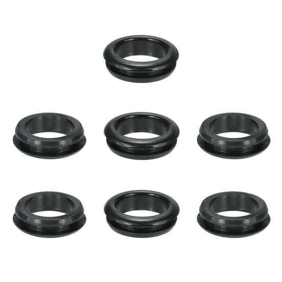 Uxcell Silicone Rubber Grommets, 7 Pcs 1-3/8"(35mm) Drill Hole, 1-3/16"(30mm) Inner Dia. Top Hat Wire Gasket Rubber Hole Plug for Wiring Irrigation System Firewall, Black
