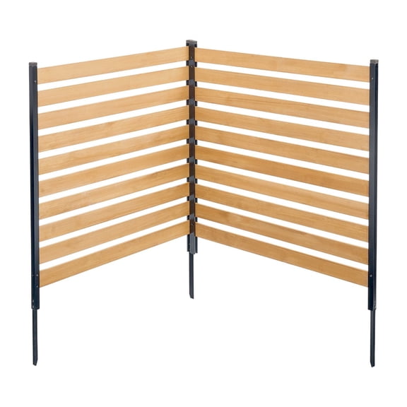VEVOR Wood Privacy Fence, 38" W x 42" L, 2-Panel Slatted Air Conditioner Fence Screen, Pool Equipment Enclosure with Metal Stakes, Easy DIY Installati
