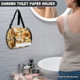 thumbnail image 2 of SEANATIVE Vintage Sunflower Hanging Toilet Paper Holder for Home Office Washable Round Paper Towel Bag Tissue Box Cover Household Accessories Car Paper Organizer Dispenser, 2 of 7