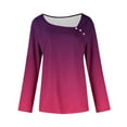 thumbnail image 7 of Htigea Women's Fall Shirts Gradient Color Long Sleeve Boho Tops Casual Loose Fit Blouse with Buttons Hot Pink XL, 7 of 7