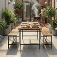 thumbnail image 2 of Juego de Comedor FurnitureR 3 Piezas con Bancos Cafe, 2 of 6
