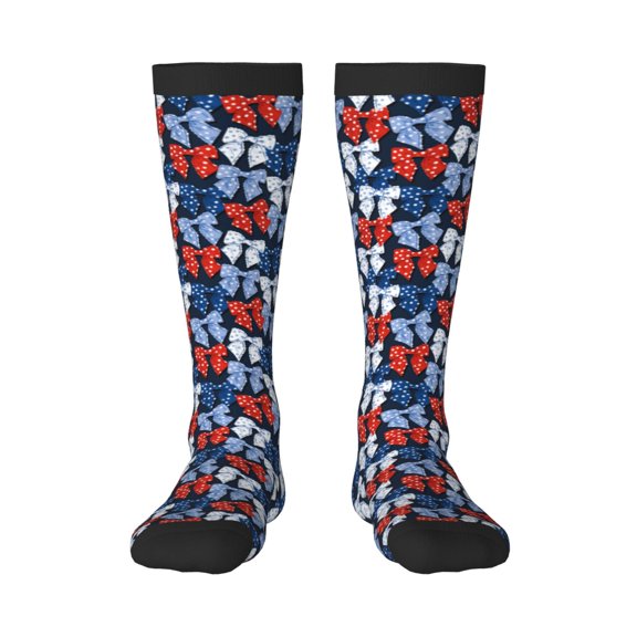 KLL colorful Polka dot bow Print Cool Socks Men's Women's Crew Socks Funny Crazy Novelty Stockings