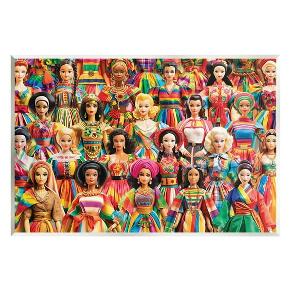 Stupell Industries Various Cultural Dolls Novelty Painting Unframed Art Print Wall Art, 15 x 10