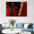 thumbnail image 3 of Mudket Red Eyed Black Panther with Red High Heel Canvas Wall Art, Sexy Glam Trendy Wall Art Print for Living Room Cloakroom Entryway Home Decor, Framed Ready to Hang - 12"L x 8"W, 3 of 9