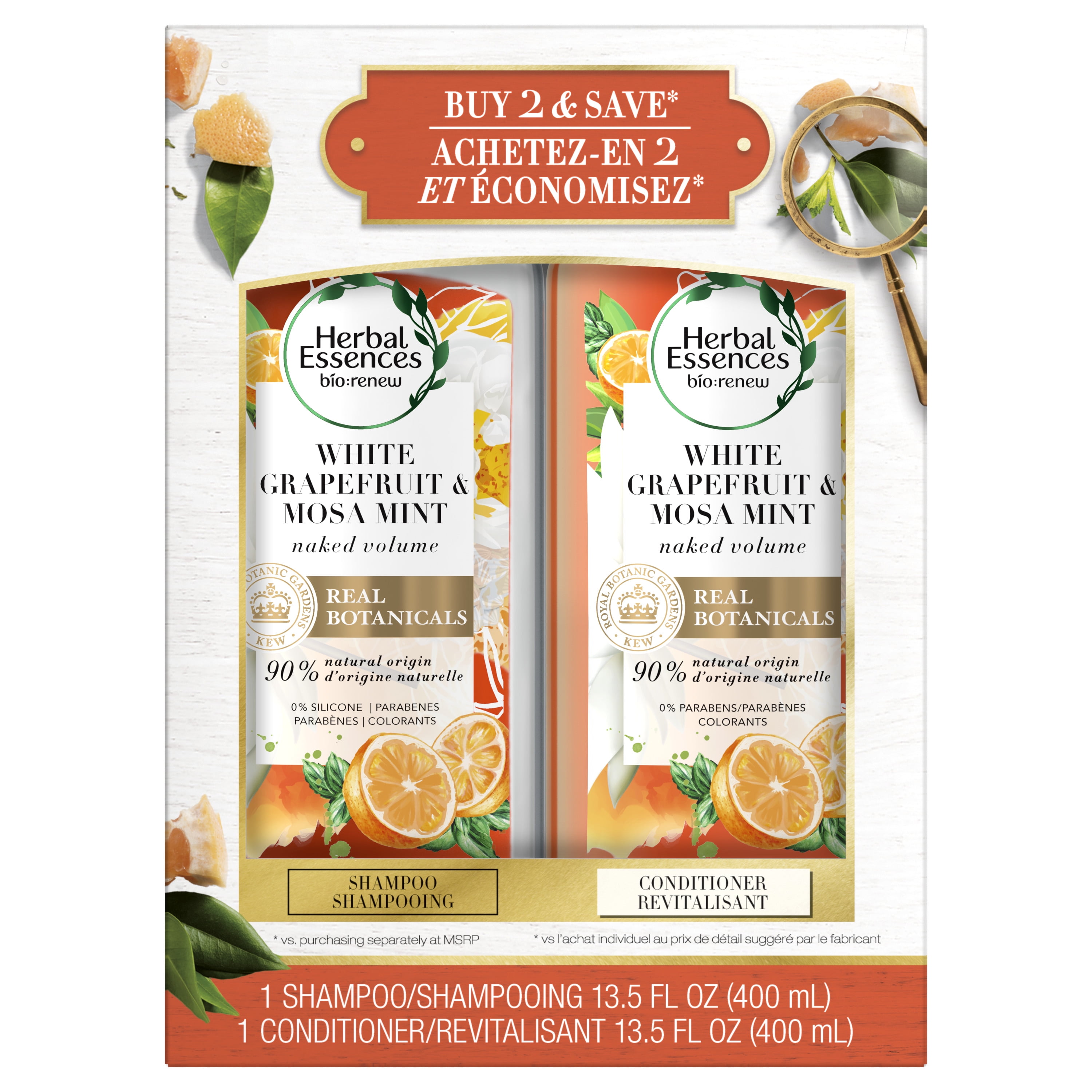 Herbal Essences biorenew White Grapefruit & Mosa Mint Shampoo and Conditioner Bundle Pack