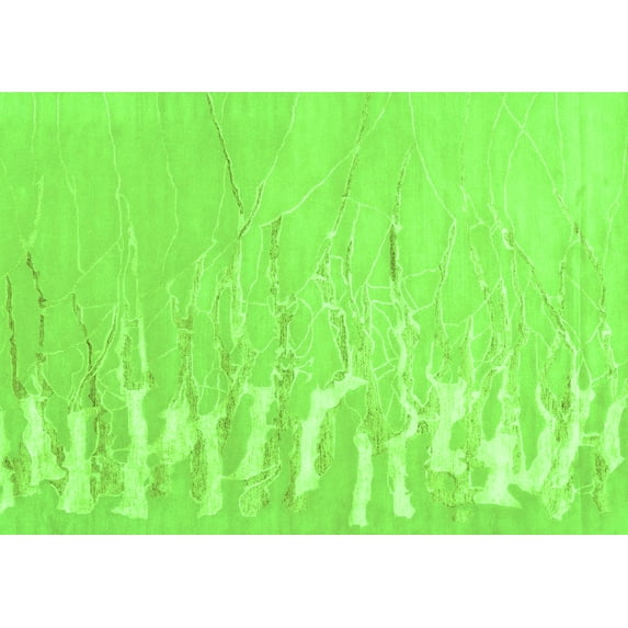 Ahgly Company Indoor Rectangle Abstract Green Contemporary Area Rugs, 6' x 9'