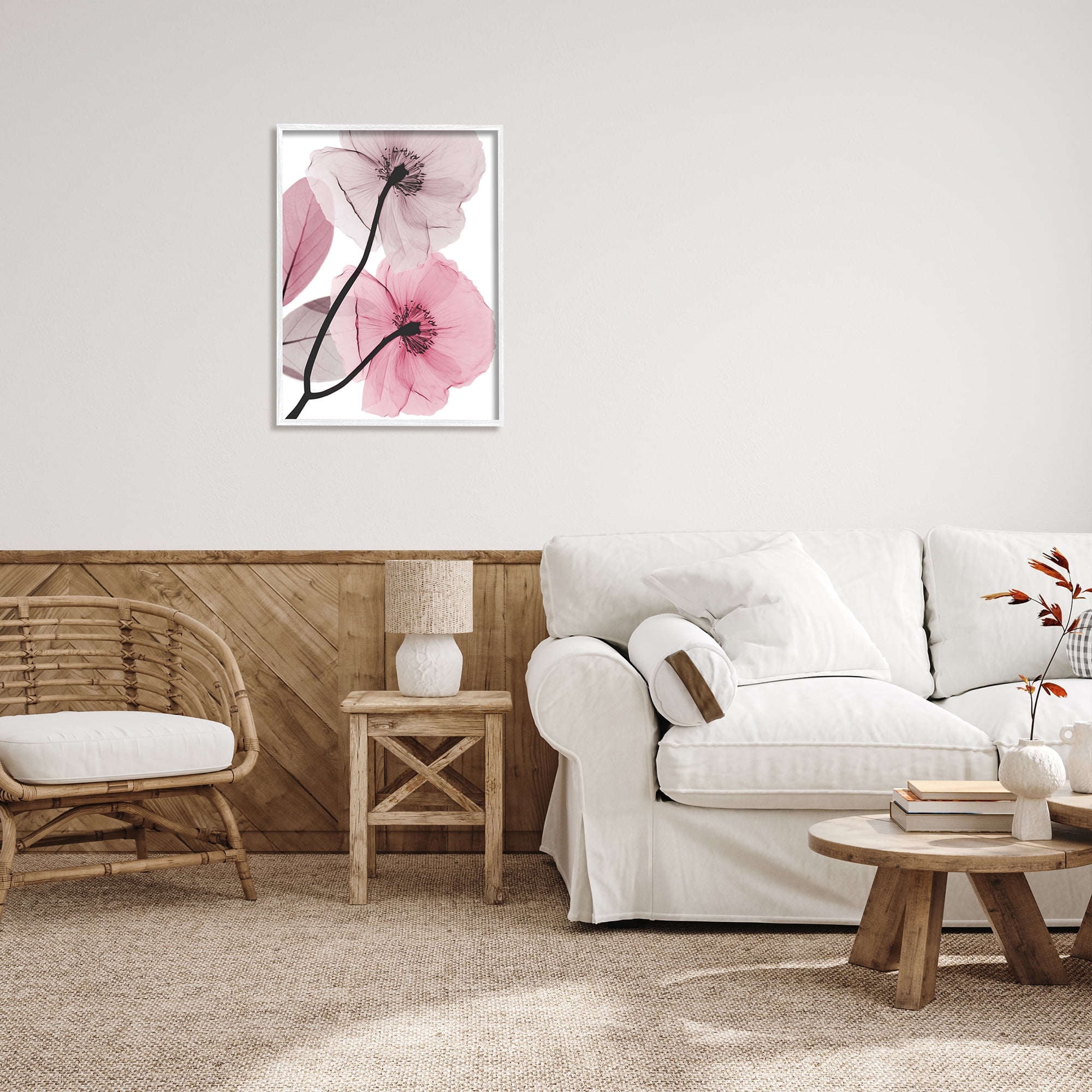 Stupell Industries Contemporary Pink Poppies Botanical & Floral Painting White Framed Art Print Wall Art, 24 x 30