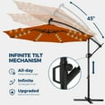 thumbnail image 5 of Patbrela 10ft Offset Patio Umbrellas (Includes Base) Outdoor Cantilever Hanging Umbrella with Infinite Tilt,for Yard, Garden, Beach, Pool & Deck, Orange, 5 of 10