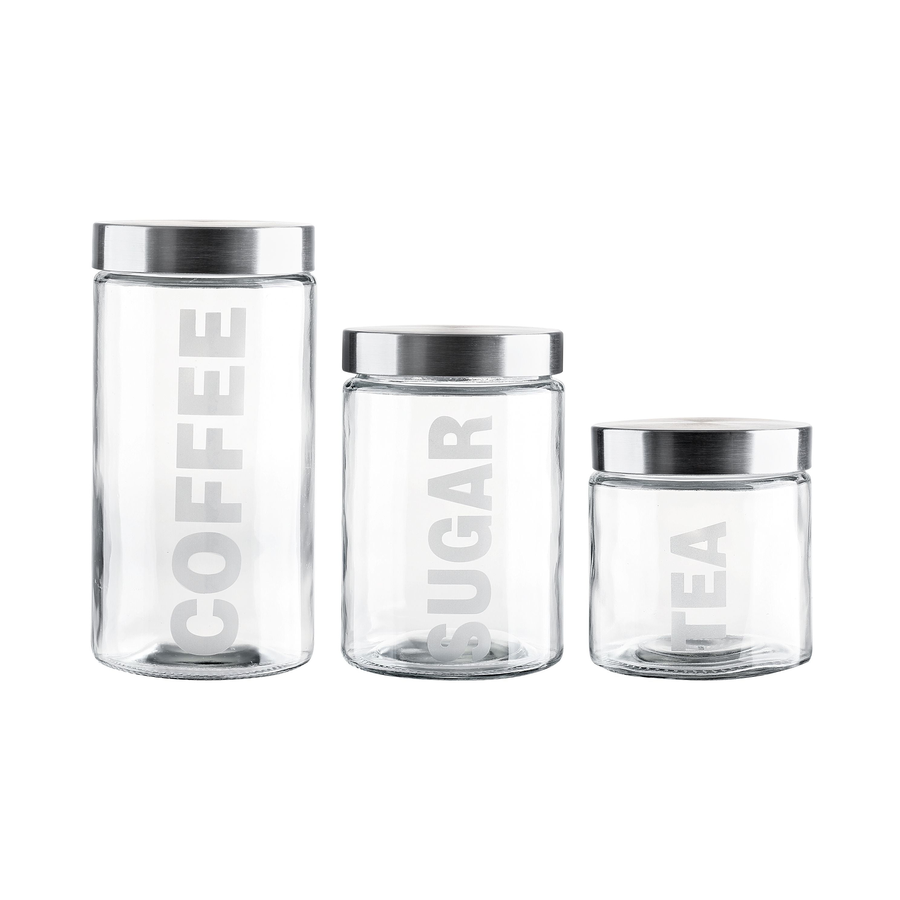 TRINITY Large Glass Canisters w/Bamboo Lid - Set of 3