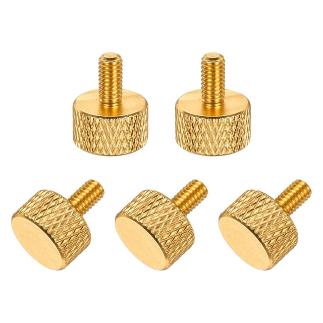 5 Pcs M4x8mm Flat Head Knurled Thumb Screws for Graphics Card, Gold