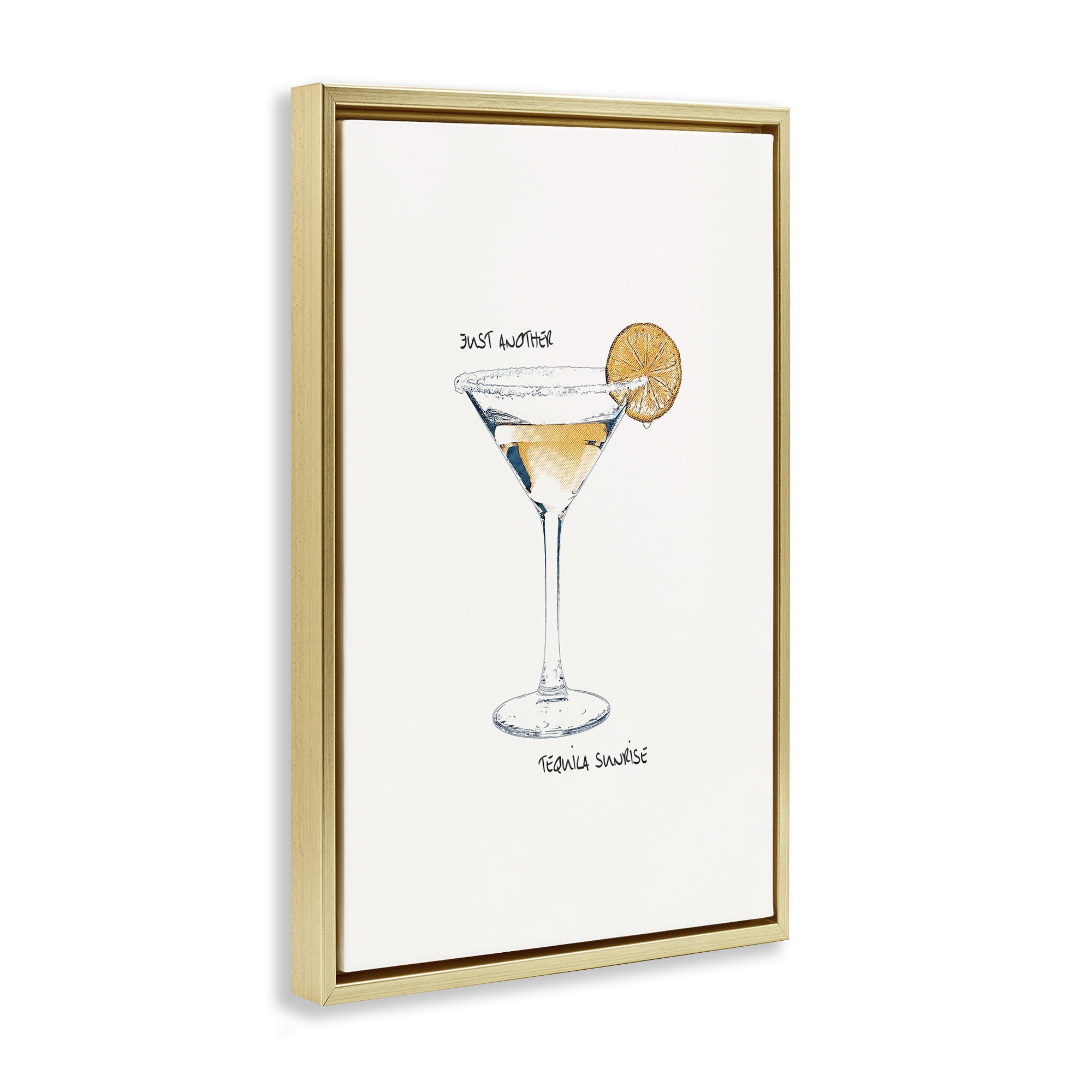 Stupell Industries Just Another Tequilla Sunrise Food & Beverage Painting Gold Floater Framed Canvas Art Print Wall Art, 17 x 25