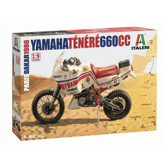 Skill 5 Model Kit Yamaha Tenere 660 CC Motorcycle "Paris-Dakar" (1986) 1/9 Scale Model by Italeri