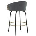 thumbnail image 3 of Contemporary Velvet and Metal 26" Counter Stool Set of 2 Grey and Black and Gold, 3 of 5
