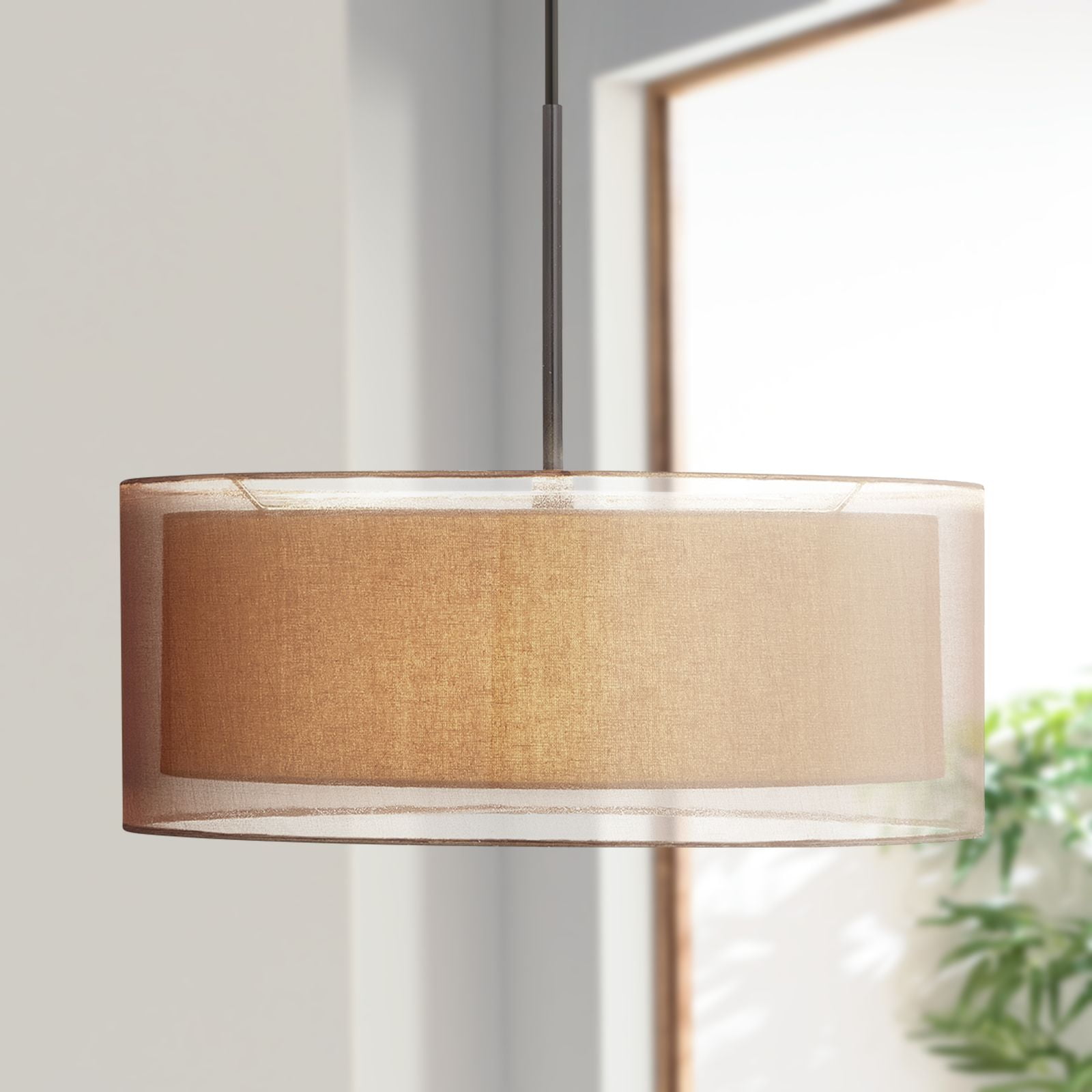 Possini Euro Design Double Shade 20 Wide Bronze Pendant Light