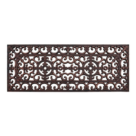 - A1HC First Impression Rubber Iron 18 In. X 48 In. Copper Finished Elegant Large Double Doormat