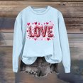 thumbnail image 7 of asdoklhq Valentine Shirts for Women Plus Size Women's Winter Day Fashion Printed Round Neck Long Sleeved Hoodie without Hat Light Blue M, 7 of 7