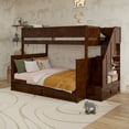 thumbnail image 2 of Dover Twin over Full Wood Staircase Bunk Bed with Drawer & Trundle in Walnut, 2 of 10