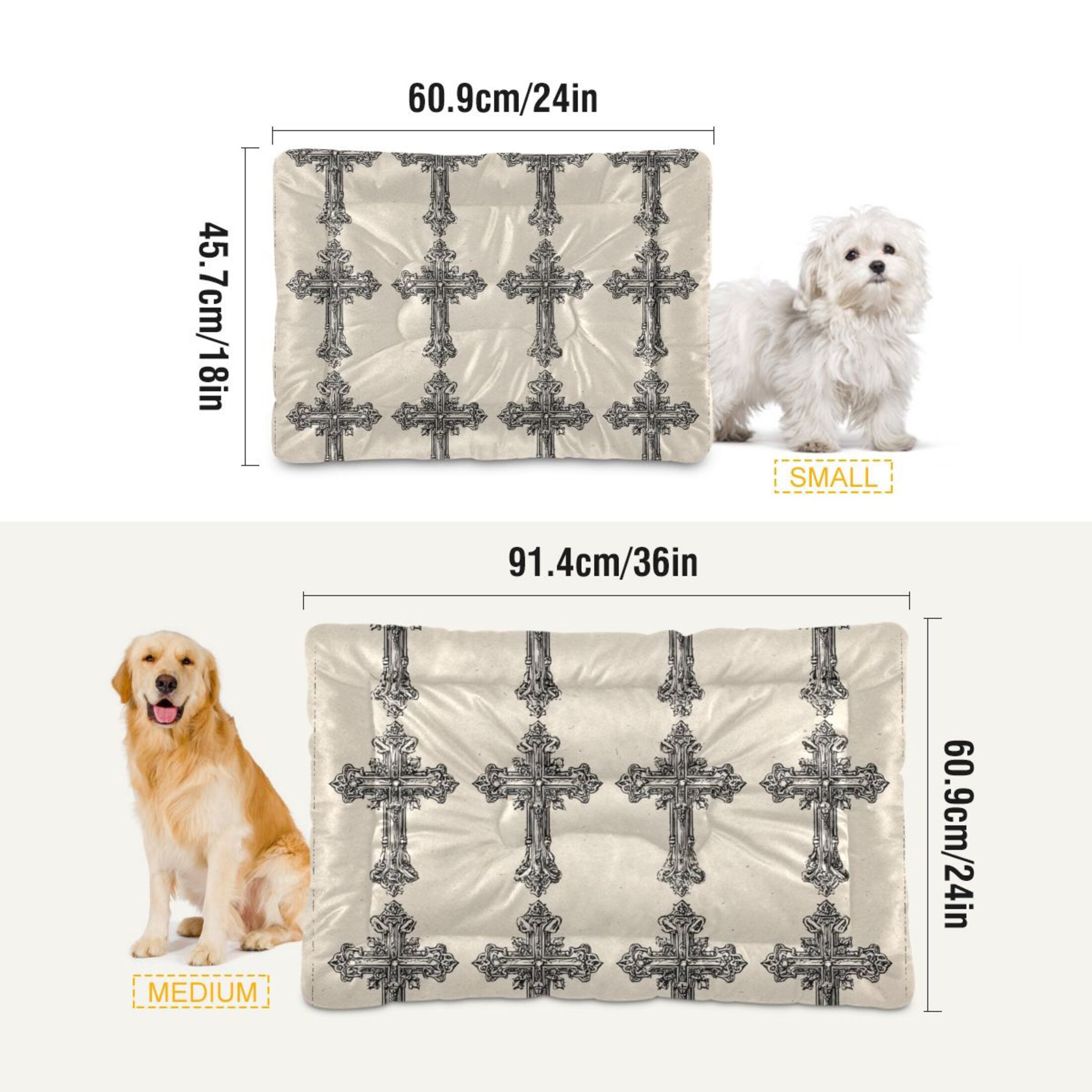 Cozy Mat Pet Bed Indoor Outdoor Warm Soft For Cat Dog Puppy(S/M) Medieval-style Crosses
