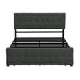 thumbnail image 3 of Storage Platform Bed Frame with a Drawer, Full Upholstered Bed Frame with Classic Headboard, Full Floor Bed Frame, Mattress Foundation, No Box Spring Needed, Easy Assembly, 3 of 10