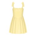thumbnail image 5 of Bnwani Summer Dresses for Women,Womens Dresses,Ruched,Square Neck,Tie,High Waist,Yellow,XL, 5 of 6