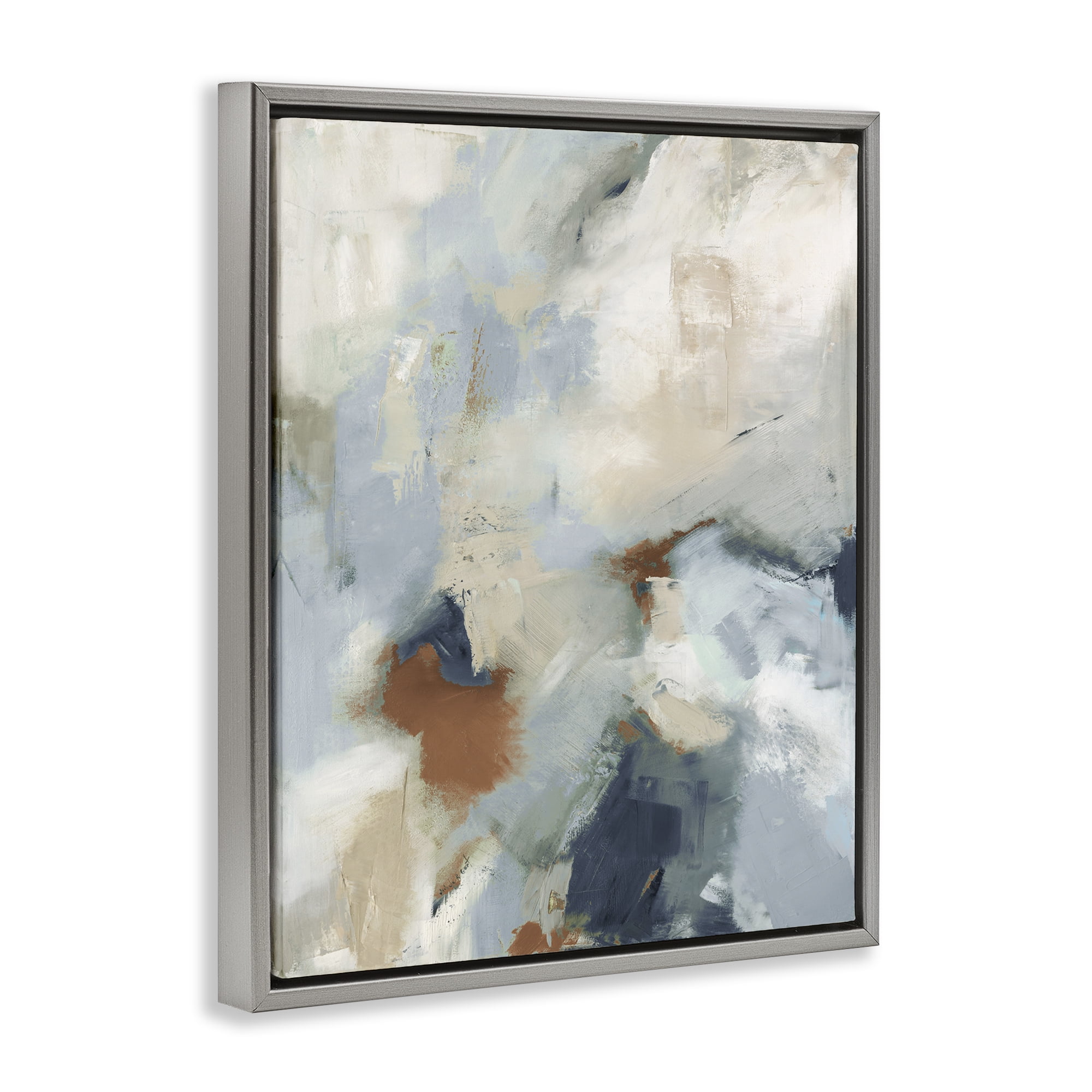 Stupell Industries Foggy Ombre Brush Strokes Abstract Painting Gray Floater Framed Canvas Art Print Wall Art, 25 x 31