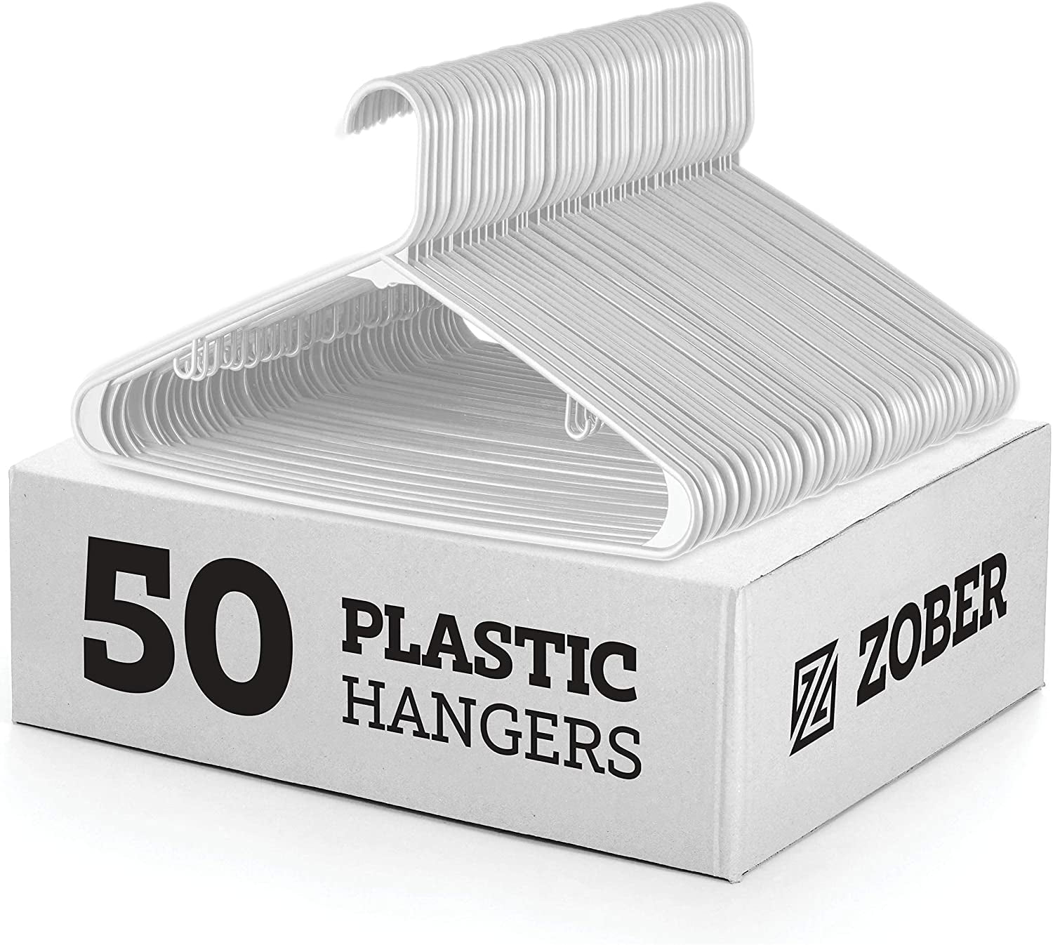 Pack of 100 White Plastic Hangers Durable Slim T-Shirt Hanger Home Organizer