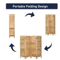 thumbnail image 4 of Ecomex 4 Panel Folding Room Divider Screen with Display Shelves 5.6 ft Tall, Natural Color, 4 of 7