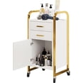 thumbnail image 5 of White and Gold Salon Rolling Cart with Wheels, Mobile Beauty Trolley with 2 Drawers, Salon Station with Storage Cabinet for Hair Stylist, Rolling Beauty Station for Barbershop, Spa & Tattoo, 5 of 7