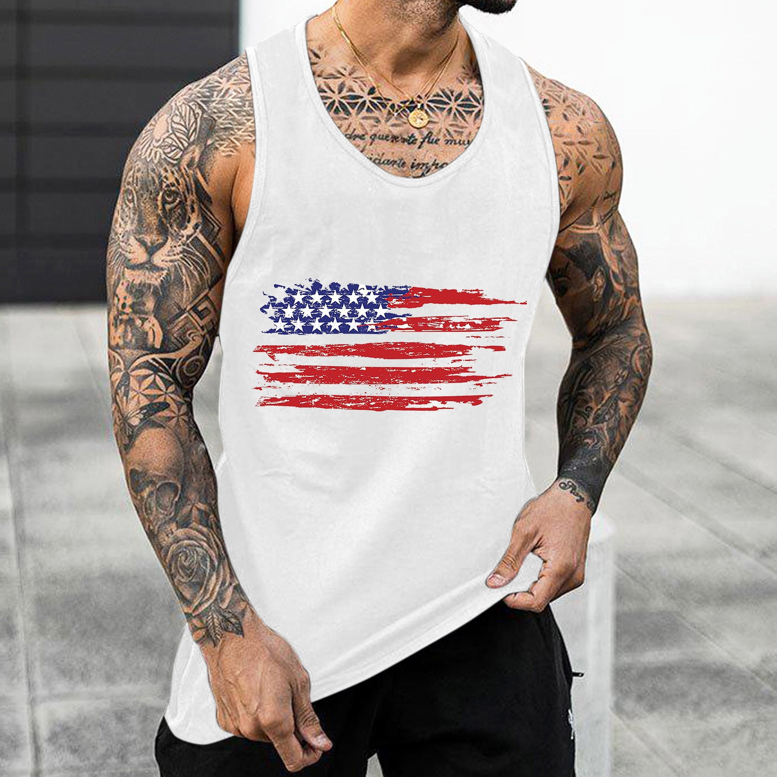 white tank tops mens independence day summer tank top breathable large ...