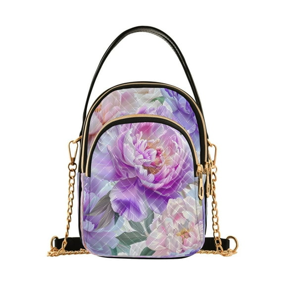 ALAZA Chain Crossbody Bags for Women Peony Flower Shoulder Handbag Phone Purse