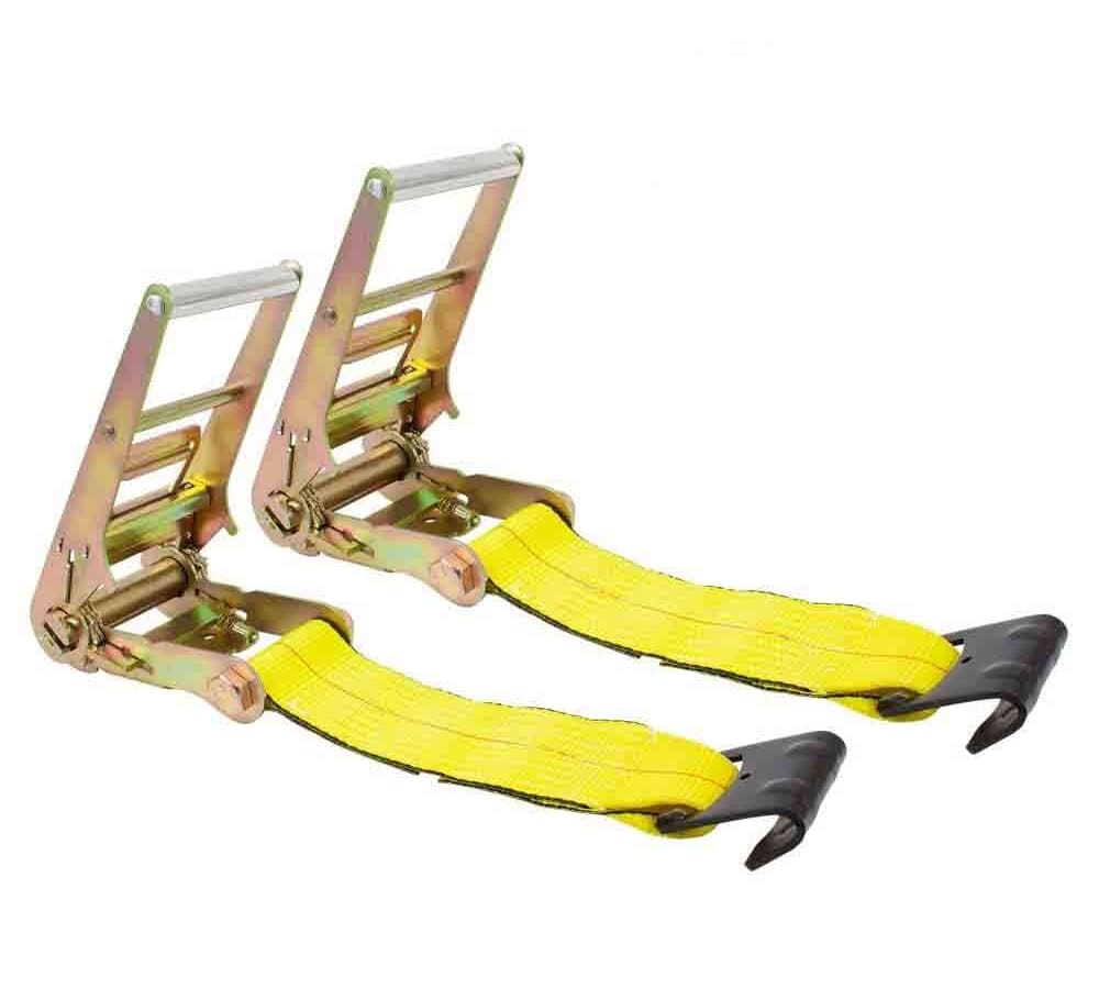 4" x 20' Yellow Ratchet Strap w/ Flat Hooks 2 Pack