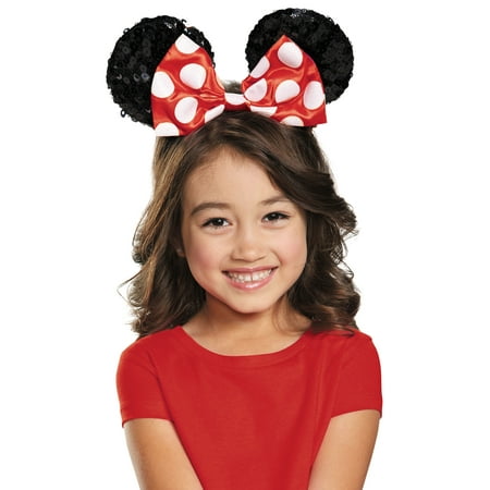 Red Minnie Mouse Child Sequin Ears Halloween Costume