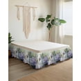 thumbnail image 2 of Purple Lavender Wrap Around Bed Skirts for Queen Bed 18" Drop,Bed Skirt with Adjustable Elastic Belt Dust Ruffle Bed Valance for Bedroom Hotel Green Leaves Spring Bike Botanical Bed Frame Cover, 2 of 7