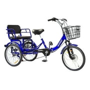 Adult Tricycle 1 Speed, 20 inch Folding Tricycle Three Wheel Bike for Women/Men/Seniors Bicycle, Wheel Bike for Shopping/Children load 450Ib