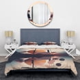 thumbnail image 3 of Designart "Pastel Serenity Mid-Century Bliss IV" Minimalism Bedding Covert Set - Abstract Minimalism Orange Abstract Bed Set With 2 Shams, 3 of 6