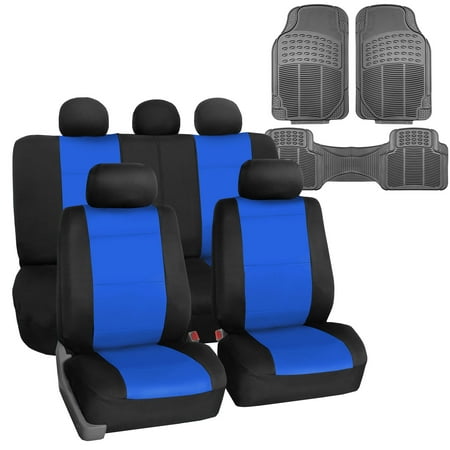 FH Group Car Seat Cover Neoprene Waterproof Pet Proof Full Set Cover Blue w/Floor Mats