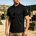thumbnail image 2 of OIOLOYJM Polo Shirts for Men Short Sleeve Casual Quick Dry Mesh Golf Shirts Basic Work Gym Collared Topswith Arm Magic Snap (No Glasses) Black 3XL, 2 of 5