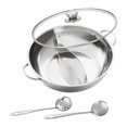 thumbnail image 3 of OULII 1 Set Hot Pot Pot In Silver With Divider Design Perfect For Family Gatherings And Friends Reunion, 3 of 7
