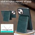 thumbnail image 6 of Compatible with Magsafe 2 in 1 Detachable for iPhone 14 Wallet Case with Card Holder Women Men, Magnetic PU Leather RFID Blocking Flip Kickstand Credit Slots,for iPhone 14, Green, 6 of 11