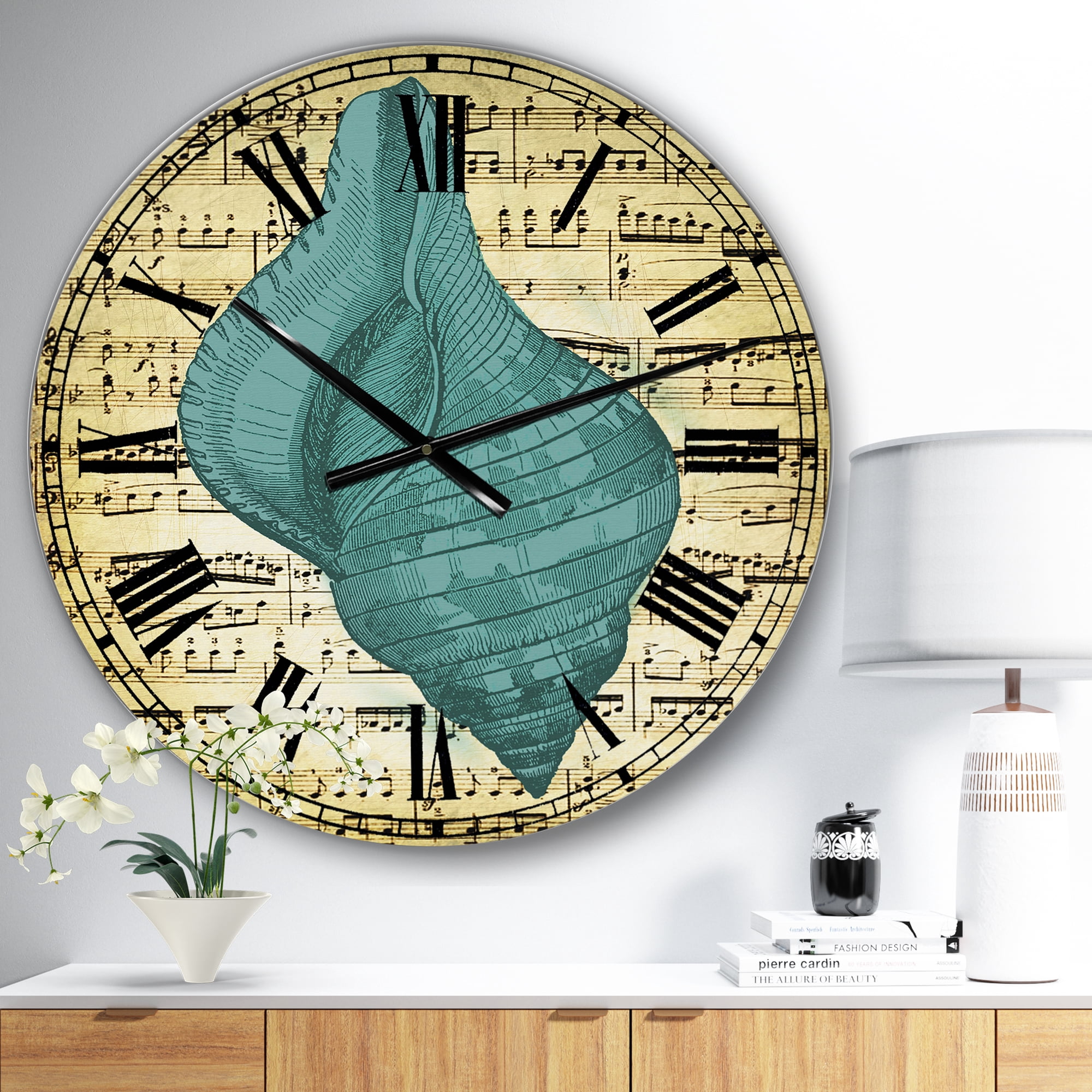 Designart Oversized Blue Analog Round Coastal Modern Nautical Wall Clocks, CLM25717-C23