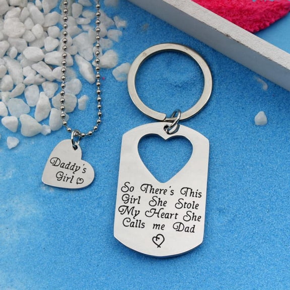 ddioayh Keychain Necklace with Hot Letter Heart Design for Daddy Daughter Gift Idea Dual Function Family Bonding Accessory