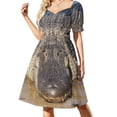 thumbnail image 2 of Arte aborigen australiano - Vestido de manga corta con estampado de jalea australiana. Ropa de vestir para mujer., 2 of 7