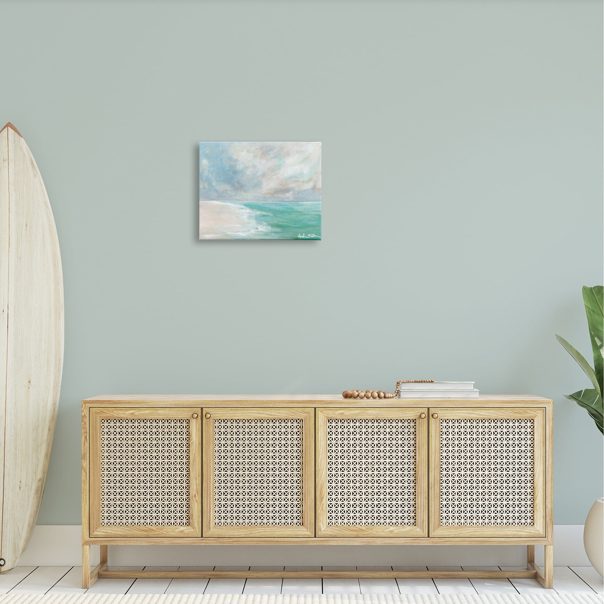 Stupell Peaceful Beach Foam Shore Scenery Landscape Painting Gallery Wrapped Canvas Print Wall Art