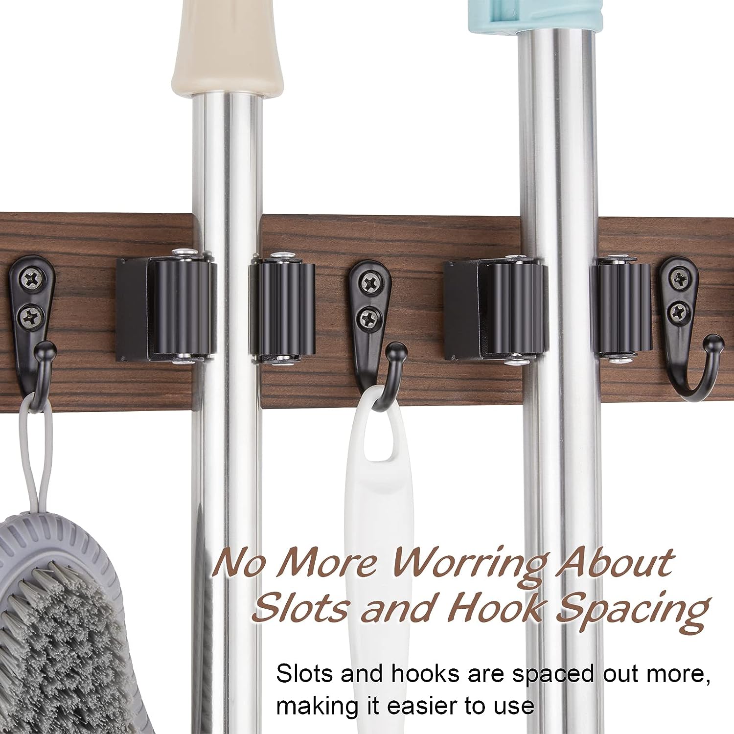 MMIZTFC Rustic Wood Mop and Broom Holder Wall Mount photo 6