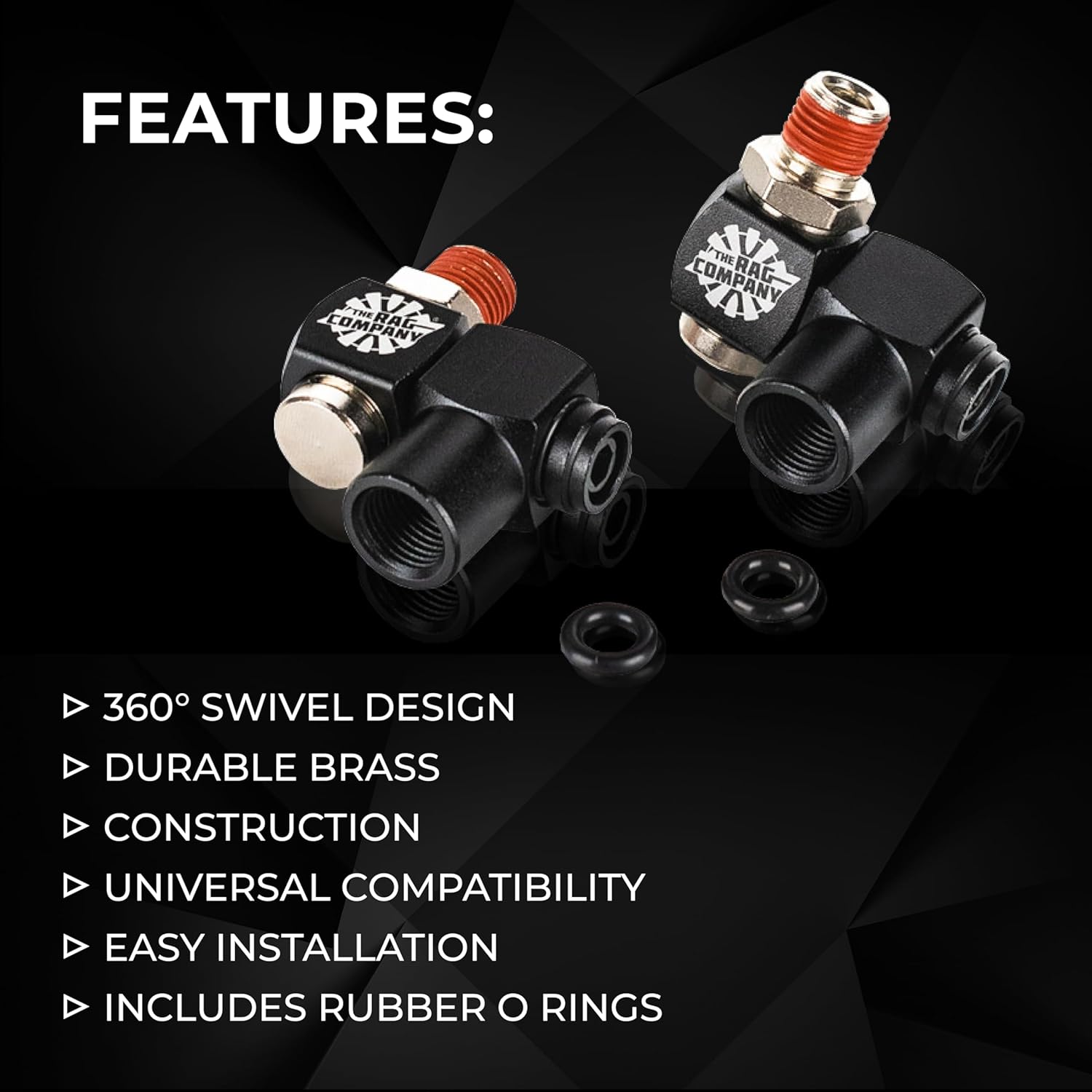 FANHAO Ultra Air Hose Swivel Kit - Easily Maneuver Air Compressor Tools in Small Spaces with Universal Adapters - 2 pk