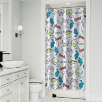 Colorful Cartoon Dinosaurs Balloons Pattern Shower Curtain 36"x72" ,Bathroom Decorative Shower Curtains Set with 12 Hooks,Modern Waterproof Washable Shower Curtain